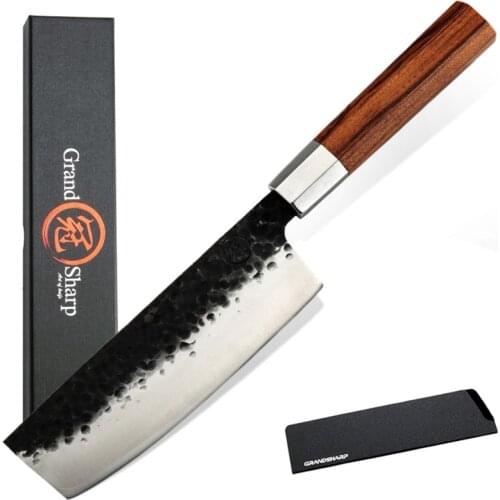 Vegetables Knife 6.7Inch Japanese Nakiri Knife High Carbon Steel Chef Cleaver Cutting Slicing Tool Home Tools Kitchen GRANDSHARP