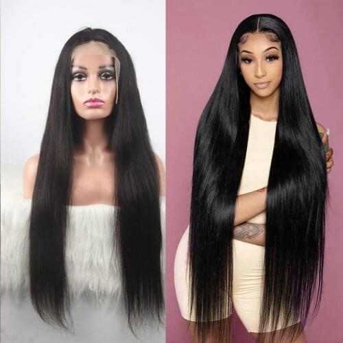 13x4 Lace Frontal Human Hair Wigs For Women Pre Plucked Glueless Brazilian Straight 4X4 Lace Closure Wig with Baby Hair Remy