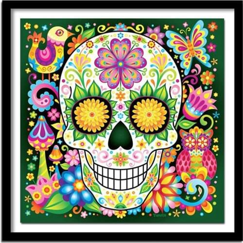 Full square diamond 5D DIY diamond embroidery Sugar Skulls diamond painting Cross Stitch Rhinestone home decoration CX