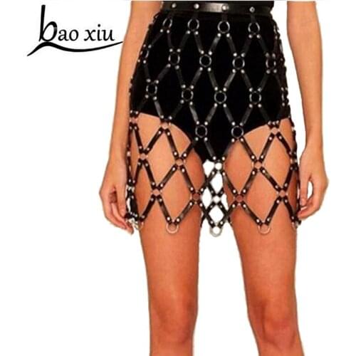 2019 New Fashion Punk Belt Body Bondage Harness Cage Straps Faxu Leather Suspenders Sexy Rave Waist Adjustable Belt Accessories