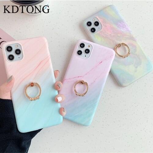 Luxury Gradient Marble Case sFor Coque Samsung Galaxy A51 A71 A40 A50 A70 Case Fashion With Ring Soft Silicone Cover Capa Shells