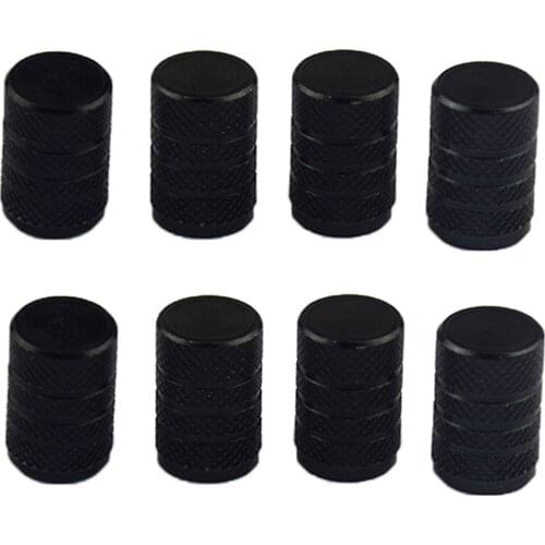 8x Aluminum Alloy Bolt-in Car Wheel Tire Valve Stem With Dust Cap Black