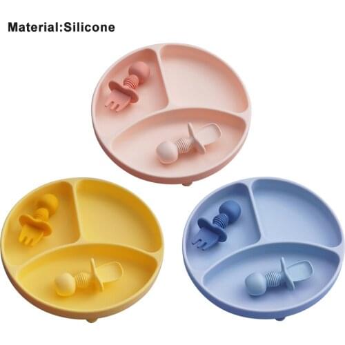 Bpa Free Food Grade Baby Silicone Bib Fork Spoon Dishes Plate Bowl Baby Feeding Supplies Newborn Accessories