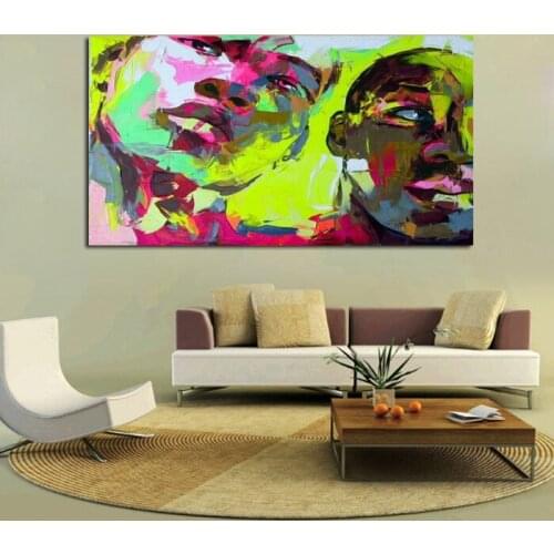 Modern 100% Handpainted Portrait Pictures Home Decor High Quality football player Oil Paintings Colorful Wall Pictures Wall Art