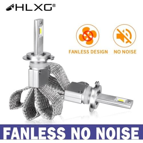HLXG copper Mini H7 Car Headlight CSP fanless Auto Bulb 12V 6000K 9005 HB4 H11 H8 HB3 9006 LED Lamps H4 LED Light Car Lights
