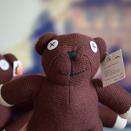 Knitted Teddy Bear Mr Bean Teddy Bear Plush Doll Stuffed Soft Brown Figure Doll Funny Birthday Gift Plush Toy for Kid Children