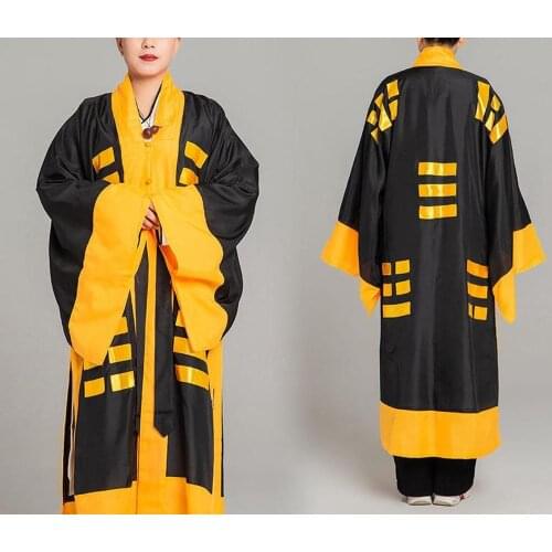 Unisex taoism gown uniforms Vestment Taoist priest garment robe suits sutra clothing red/yellow/black