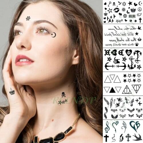 Waterproof Temporary Tattoo Sticker Crown moon Star Skull letter bird cross Fake Tatto Flash Tatoo for Kid Girl Men Women