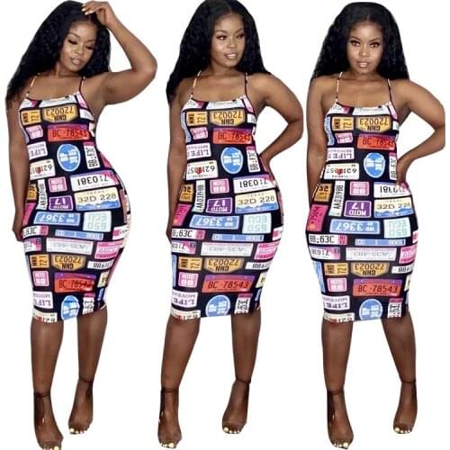 Strap Long Dress Sleeveless Backless Digital Printing Womens Urban Fashion Summer New Best Selling 2021 Sheath Square Collar