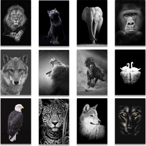 Animal Canvas Painting Wall Art Lion Elephant Horse Posters And Prints Wall Pictures For Living Room Decoration Home Decor