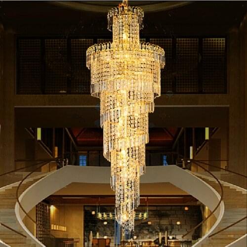 Gold penthouse floor House floor living room chandelier crystal chandelier in a large villa Minister staircase chandelier lamp