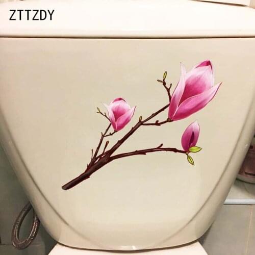 ZTTZDY 22.7*12.7CM Red Magnolia Flower Branch Living Room Wall Sticker Home Toilet Decal Decor T2-0424