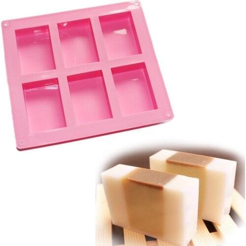 1pc 6 Cavities 3D handmade Rectangle Square silicone soap Mold chocolate cookies mould cake decorating fondant molds