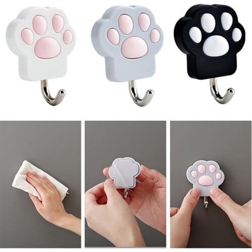 1PC Wall Hook Clothes Hooks Cat Claw Storage Holder Punch-Free Adhesive-self Bedroom Kitchen Organize Hanger Wall Decoration