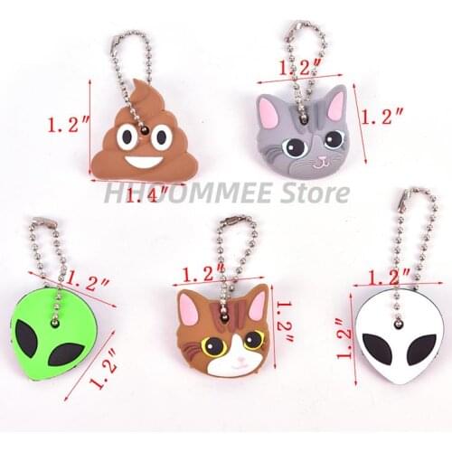 1Pc Silicone Key Ring Cap Head Cover Keychain Case Shell Dog Butterfly Cat Animals Shape Lovely Jewelry Gift Hot Sale