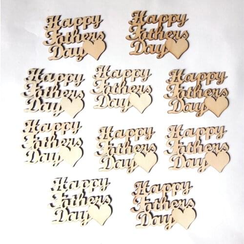 10PCS Fathers Day Words Ornaments Wooden DIY Small Pendants Happy Plywood Log Color Decorations Handicrafts Fathers Day Gifts