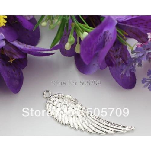 20PCS Bright Silver Color Plate Angel Wing Metal Charm Pendants A15894SSP