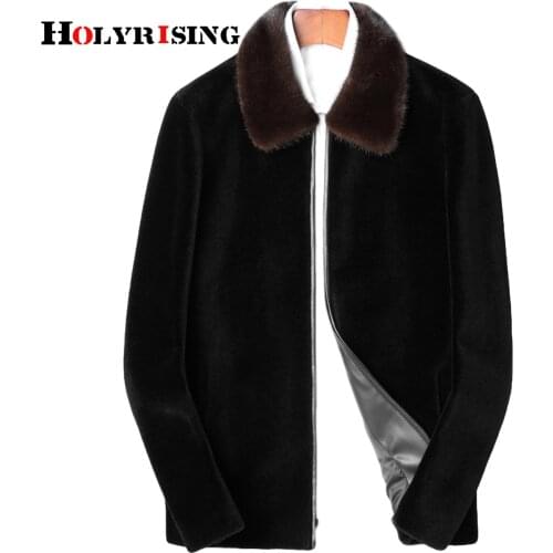 2020 Mink Fur Coat Men Winter Warm Fur Collar Men Clothes Lapel Collar Fashion Jackets Luxury Brand Coat 19439