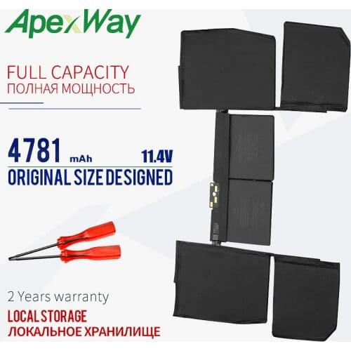ApexWay 11.4V Laptop Battery for A1705 Apple Macbook Pro 12" A1534 2016 4781mAh Screwdriver Battery