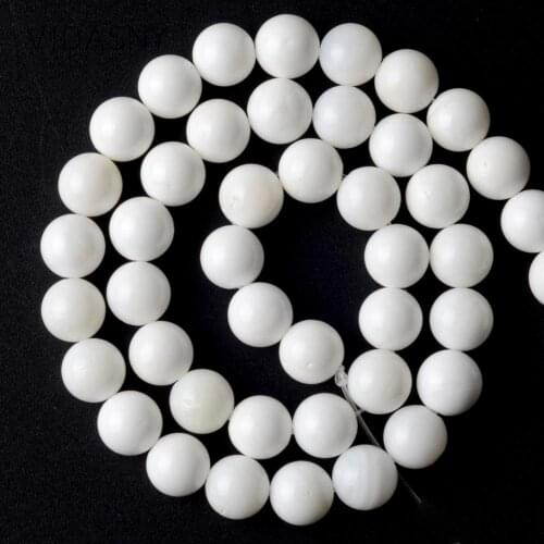 Natural Stone Beads White Tridacna Spacer Beads For Jewelry Making 4 6 8 10 12mm Round Stone Fit For Bracelets Jewellery 15inch