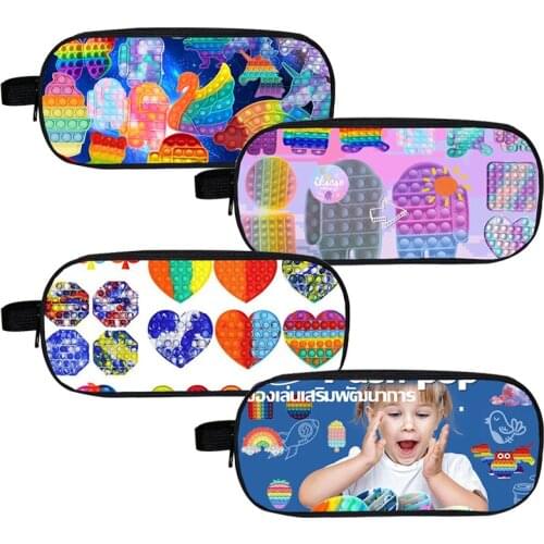 3D Anime POP It Pencil Case Zipper Family Games Storage School Supplies Makeup Bag Stationery Pop Fidget Cosmetic Bag Pouch