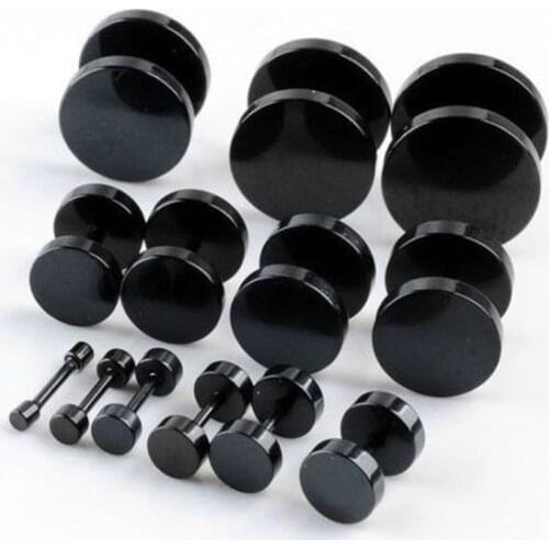 Punk Black Round Stud Earrings For Women Men Boy Minimalism Fashion Stainless Steel Ear Jewelry Earrings Wholesale Size 4mm-14mm