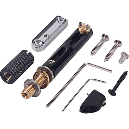 Zinc Alloy Round Stick Bridge Set( Bass Bridge+Wrench+Screws+Bass Bridge Base) for 5 Strings Headless Electric Bass