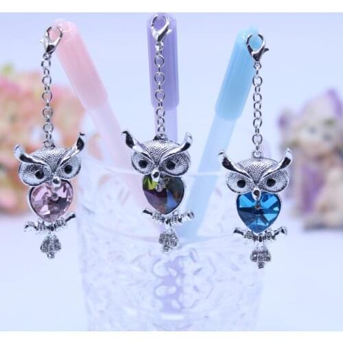 Ellen Brook 1 PCS Gel Pens Cartoon Pendant Owl Black Colored Gel-Ink Pens For Writing Cute Stationery Office School Supplies