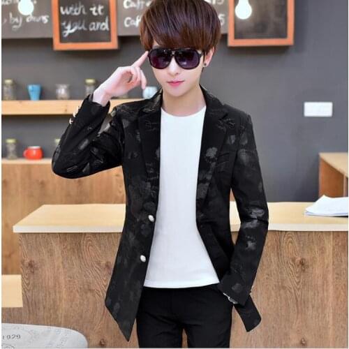 Hot 2020 New Fashion Mens Nightclub Magician Sequined Suit Bar Singer Costumes Black Suit Jacket Tide Blazers Top Clothing
