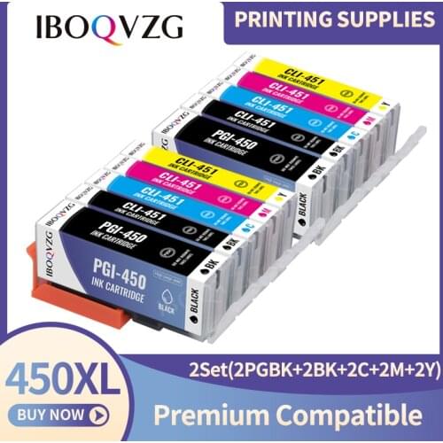 IBOQVZG Compatible ink Cartridge PGI-450 CLI-451 BK C M Y GY for Canon PIXMA MG6340 MG7140 iP8740 MG7540 MG5540 IP7240 printer