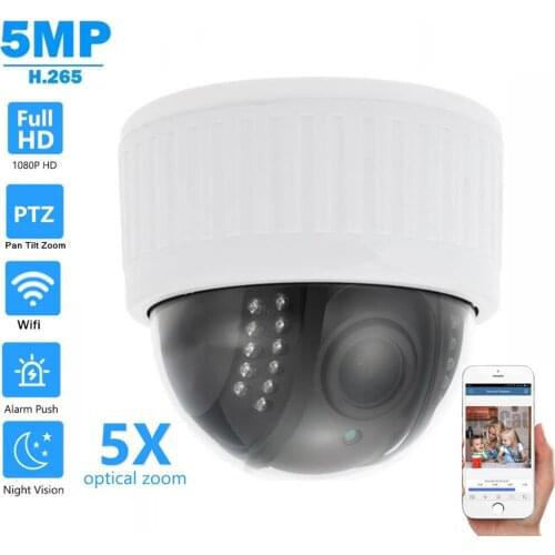 Onvif HD H.264/265 5MP 2MP CCTV Security IP PTZ Camera Wifi Audio Recording 5X zoom Network Camera Phone View CamHi 128G SD Slot