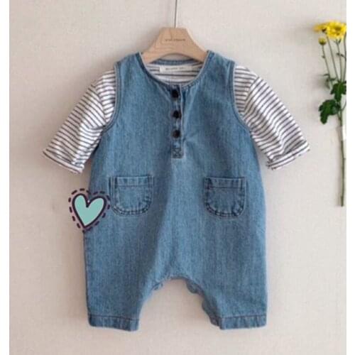 Kids Baby Boy Girl Rompers Newborn Spring Autumn Infant Baby Boy Girl Cowboy Sleeveless Rompers Baby Boy Girl Clothes Rompers
