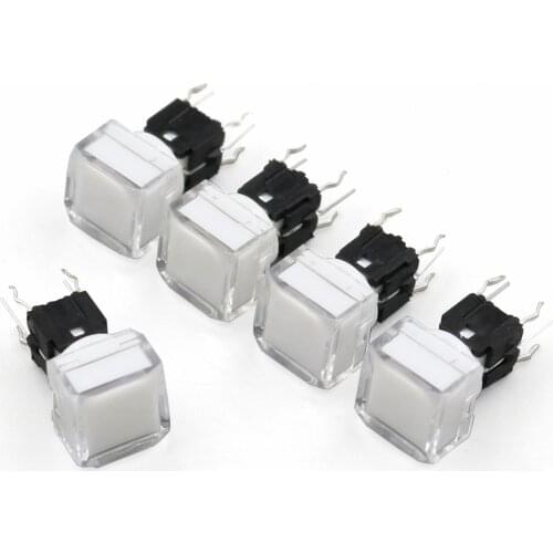 5Pcs TS5 Series Square 9.2*9.2mm With LED Momentary SPST PCB Mini Push Button Click Tact Switch