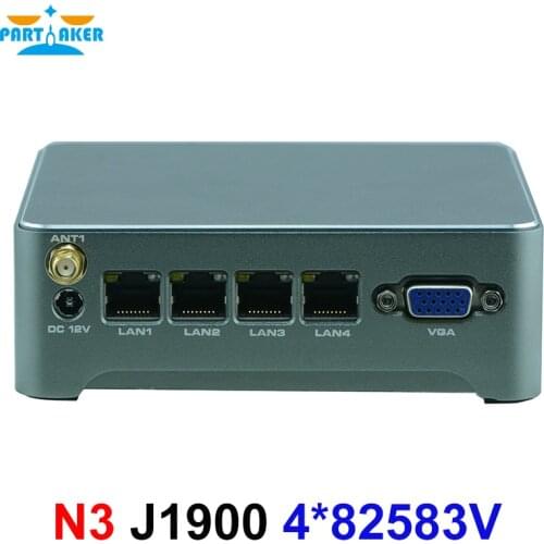 Partaker N3 Mini PC Router Firewall Intel Celeron 1900 Quad Core Fanless Nano 4 Ethernet Ports VPN Pfsense Mini PC