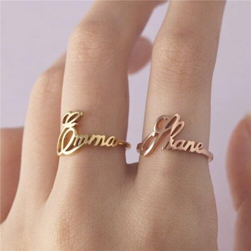 Ring Trend Custom Name Ring Crown font Rings Personalized Gold Stainless Steel Jewerly Adjustable Couple Rings For Women Gift