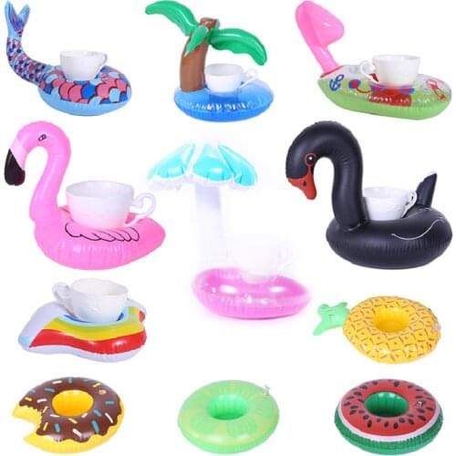 Rooxin Inflatable Drink Beer Holder Cup Holder for Pool Mermaid Cactus Float Swimming Ring Beverage Holder Water Fun Party