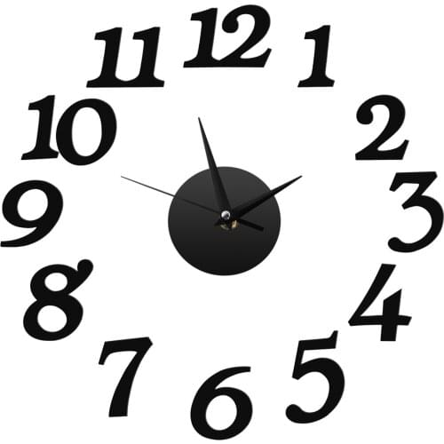 DIY Wall Clock 3D Decoration Sticker Acrylic Mirror Clocks Home Kitchen Office Decor Clocks Free Shipping