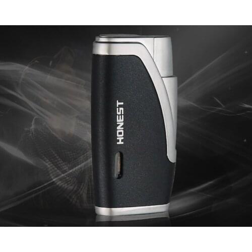 New Honest double direct jet torch flame windproof creative spray gun cigar lighter metal butane gas igniter Smoking gift box
