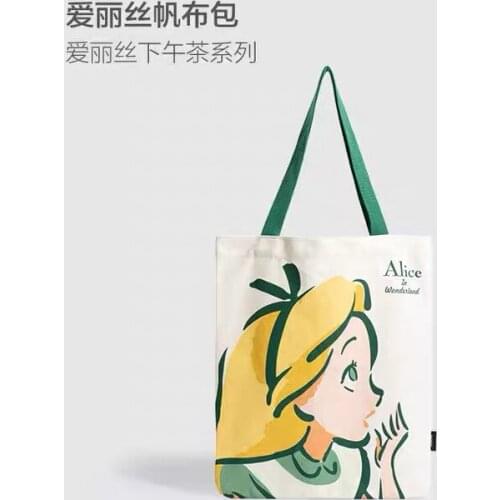 Disney cartoon Alice authentic canvas bag one-shoulder tote large capacity student girl cute