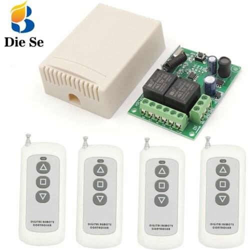 433Mhz rf Remote Control Long Range Wireless Smart Switch DC 12V 24V 2CH rf Relay Receiver and Transmitter for garage door motor