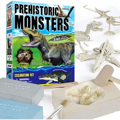 New 3in1 Archaeological Excavation of Educational Toy Tyrannosaurus Rex Pterosaurus Ichthyosaurus Suit Gift for Kids