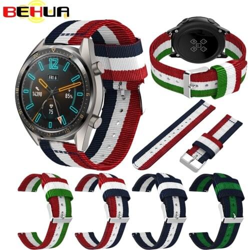 Adjustable Nylon Sport 22MM watch band For Huawei watch GT Strap For Samsung Galaxy Watch 46MM Bracelet Replacement Wristband