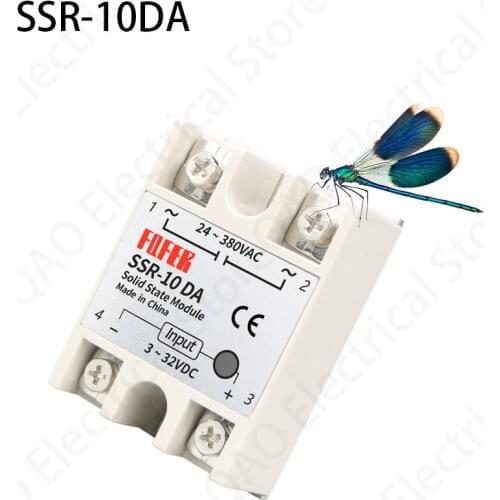 1pcs SSR-10DA 10A Solid State Relay Module 3-32V DC Input 24-380VAC