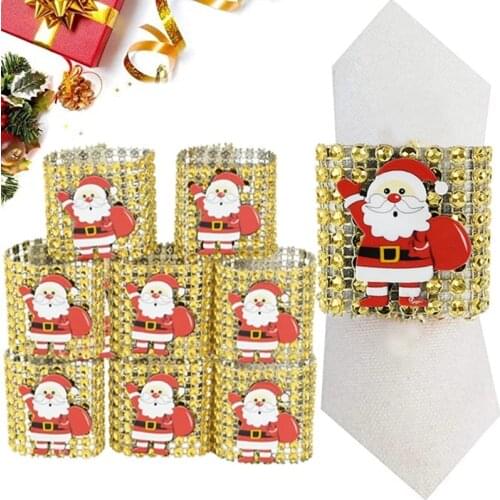 Xmas Tree Santa Claus Napkin Rings 5/10 Packs Napkins Holder Rings for Christmas Thanksgiving Home Table Tableware Decorations