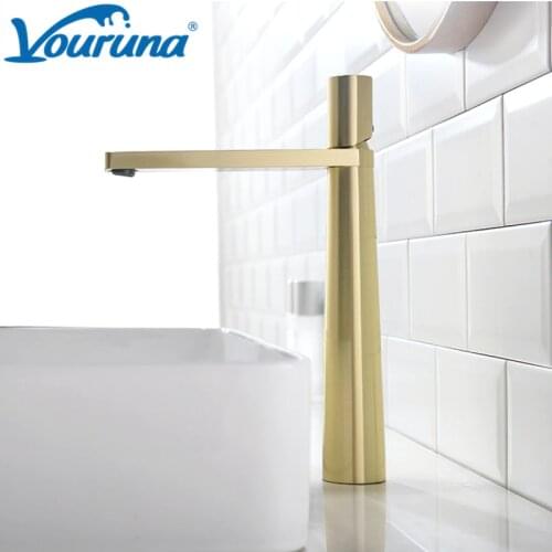 VOURUNA Modern Style Brushed Golden Tall Bathroom Faucet Short Wash Basin Mixer Tap White/Black/Chrome