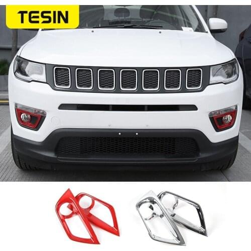 TESIN Interior Mouldings for Jeep Compass 2017+ Car Styling Front Fog Light Decoration Frame For Jeep Compass 2017+ Accessories