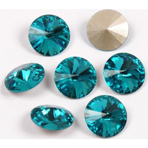 YANRUO 1122 All Sizes Blue Zircon Rivoli DIY Pointed Back Stones And Crystals Strass Sew On Rhinestones Applique For Dress