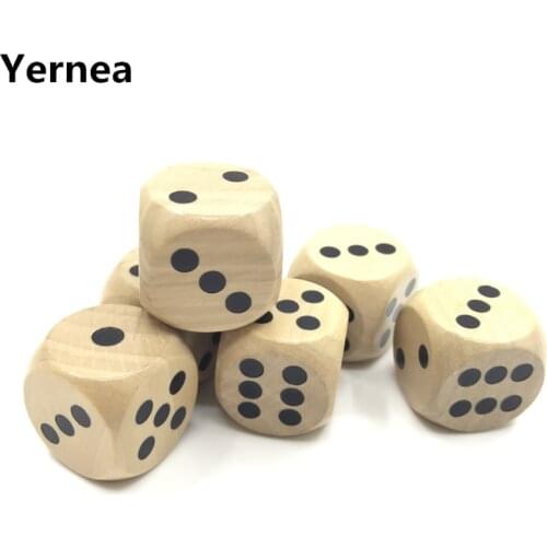 Yernea 5Pcs/Lot High-quality 25mm Woodiness Drinking Dice Solid Wood Puzzle Children Interesting Teaching Dice Set Wholesale
