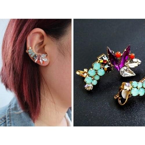 Golden fashion crystal earring for women crystal ear cuffs hook jewelry