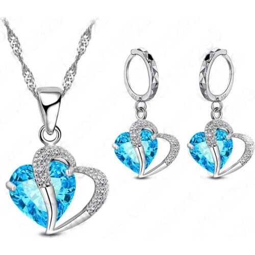 Wedding Bridal Dress Accessories Jewelry Sets For Women Drop Cubic Zirconia Necklace Earrings 925 Sterling Silver Holiday Party